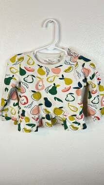 Oliver & Rain Organic Cotton Fruit Print Ruffle Top & Waffle Knit Leggings